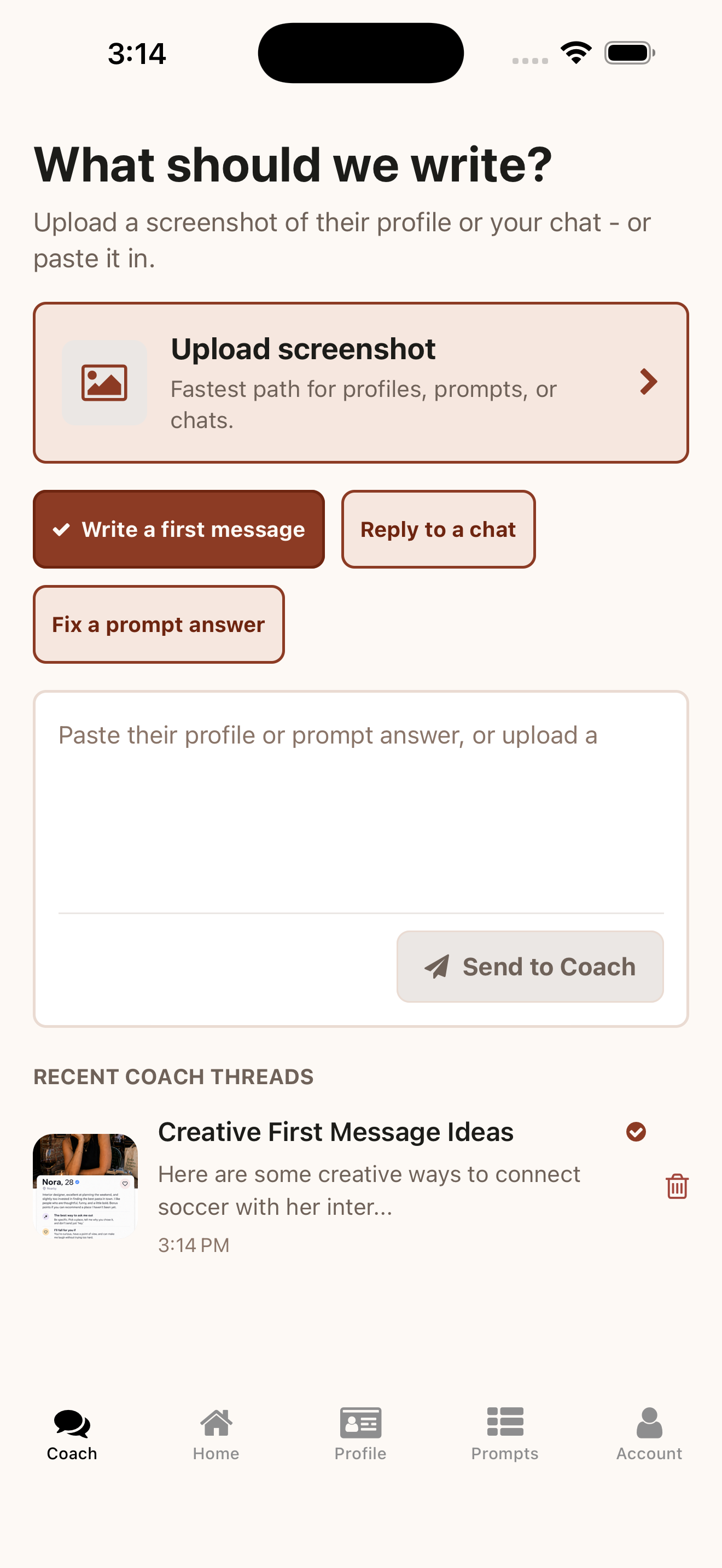 Firstline conversation home iOS screen asset from the public product site.