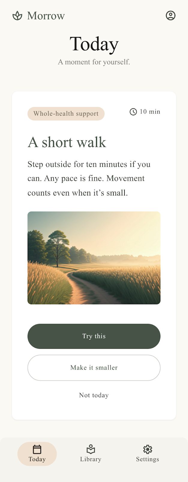 Morrow Today screen asset from the public product site.